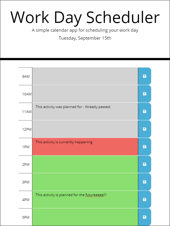 Work Day Scheduler